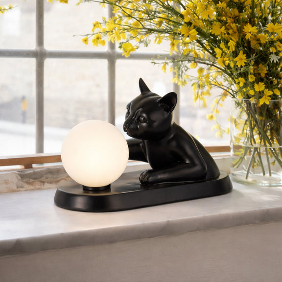 Cat Touching Ball LED Table Lamp 2.5W 3000K Opal & Black