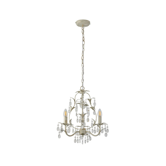 Stella 3 Lights Chandelier Ivory & Brushed Gold