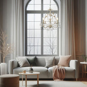 Stella 3 Lights Chandelier Ivory & Brushed Gold