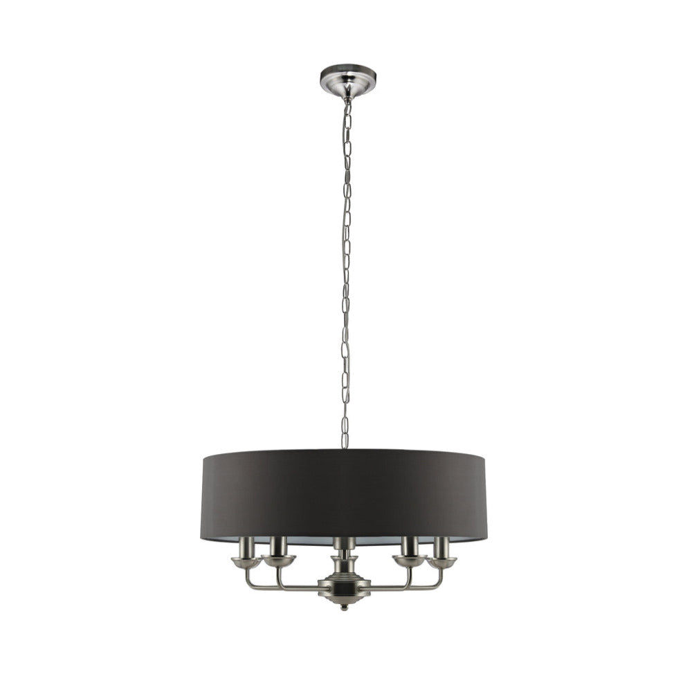 Beata 1 Light Large Chandelier Light Satin Nickel & Grey
