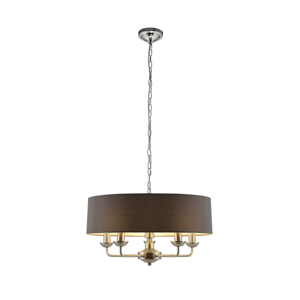 Beata 1 Light Large Chandelier Light Satin Nickel & Grey
