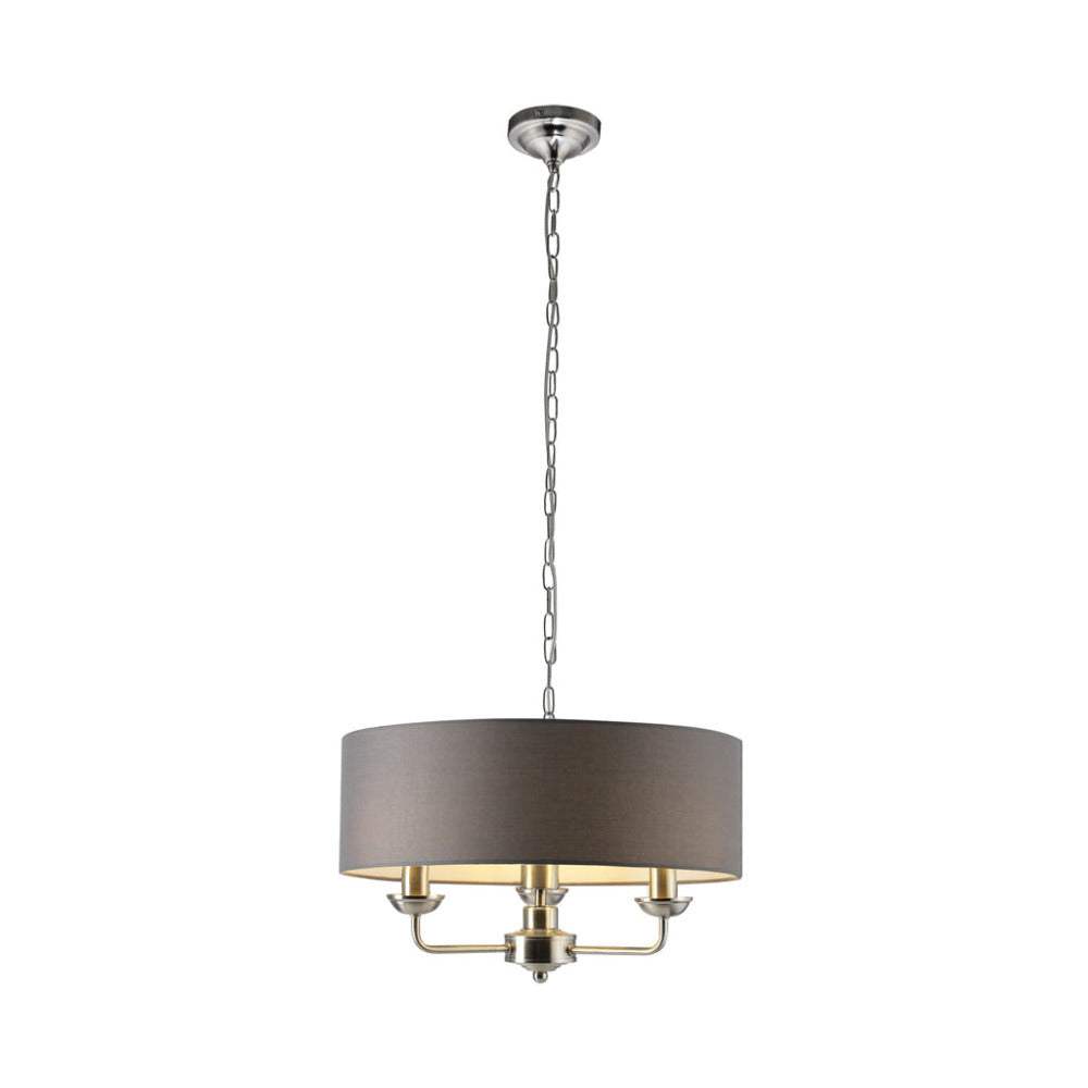 Beata 1 Light Small Chandelier Light Satin Nickel & Grey