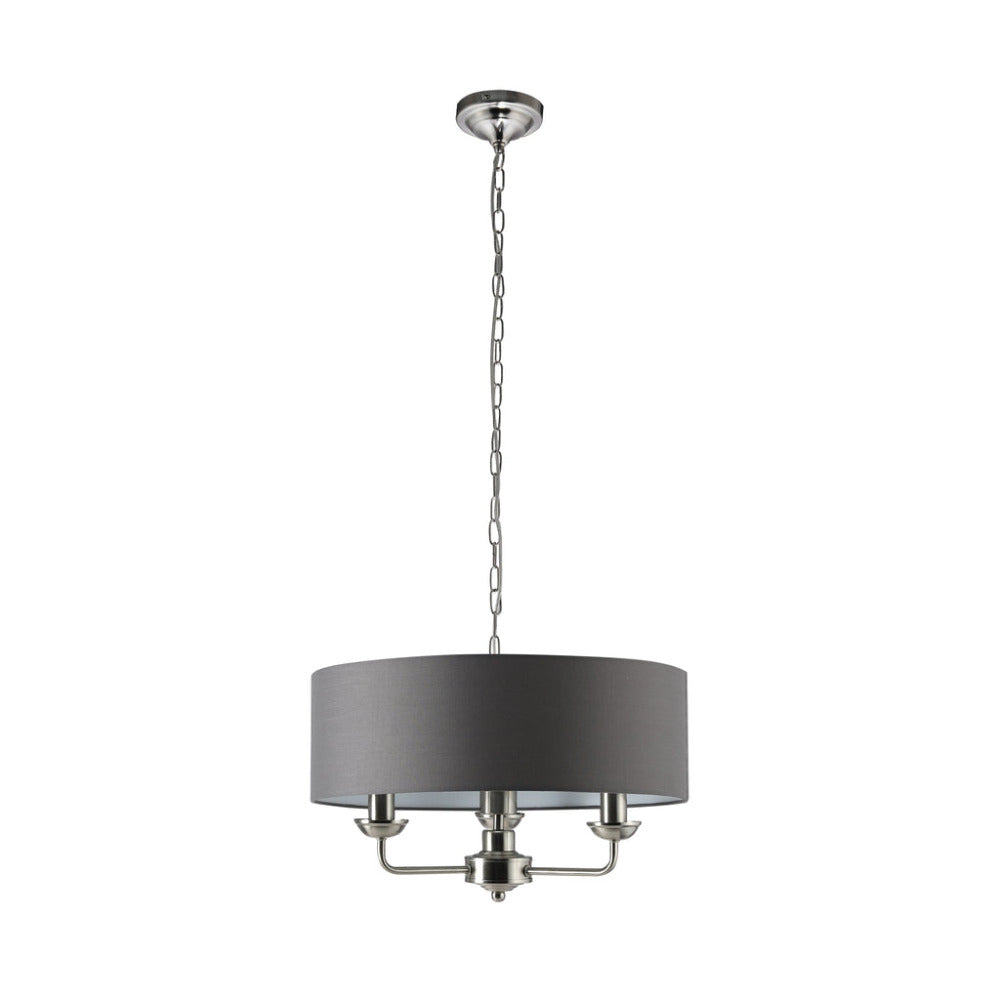 Beata 1 Light Small Chandelier Light Satin Nickel & Grey