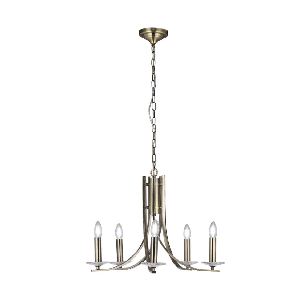 Corrine 5 Light Chandelier Antique Brass