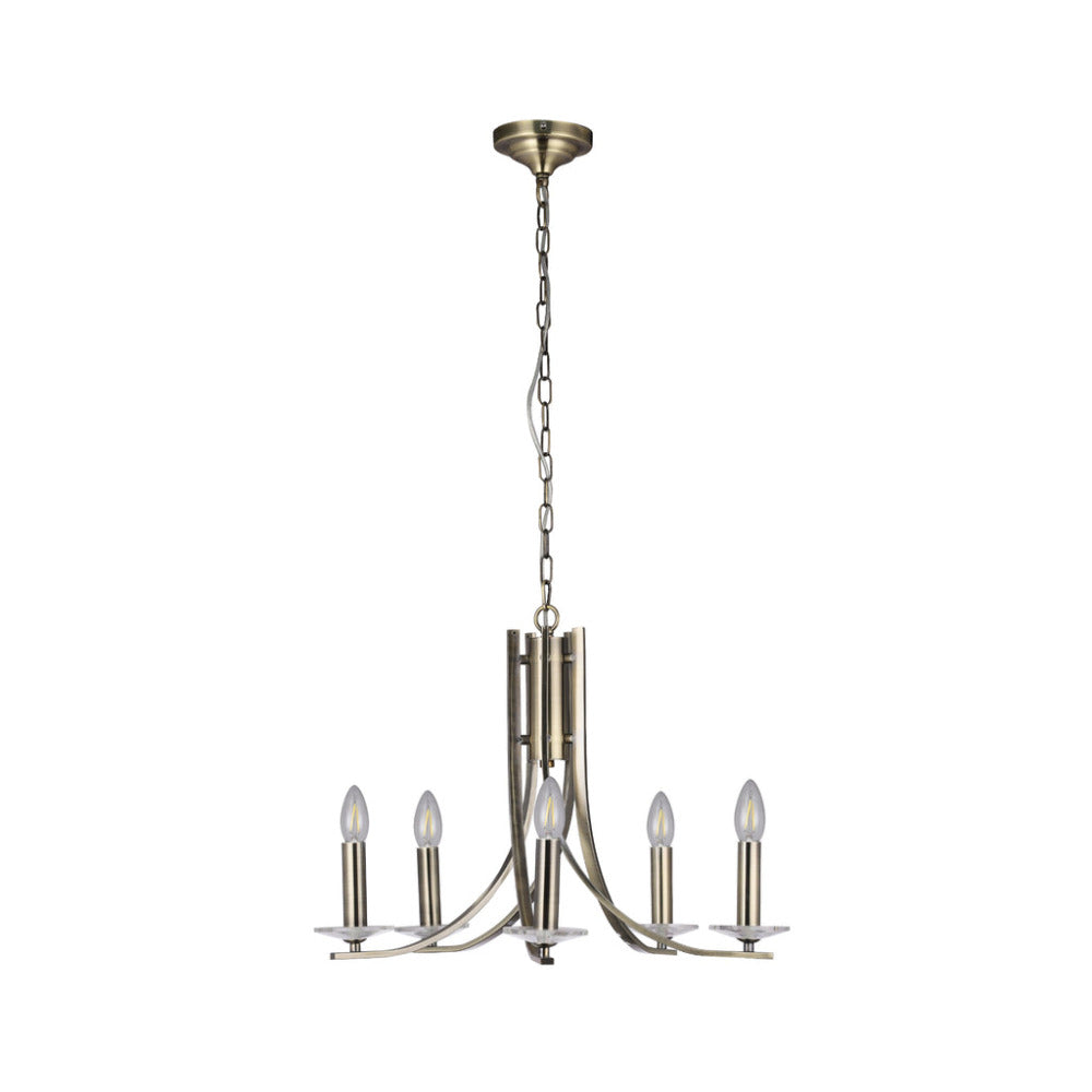 Corrine 5 Light Chandelier Antique Brass