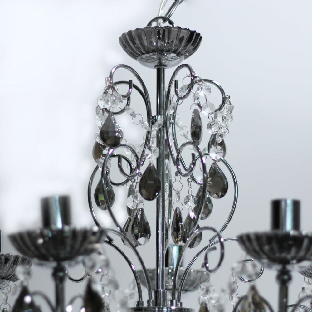 Rovert 5 Light Small Chandelier Chrome & Smoke