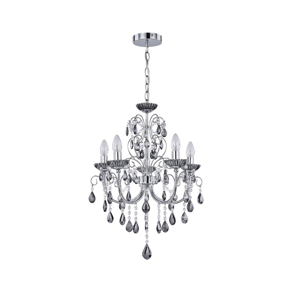 Rovert 5 Light Small Chandelier Chrome & Smoke