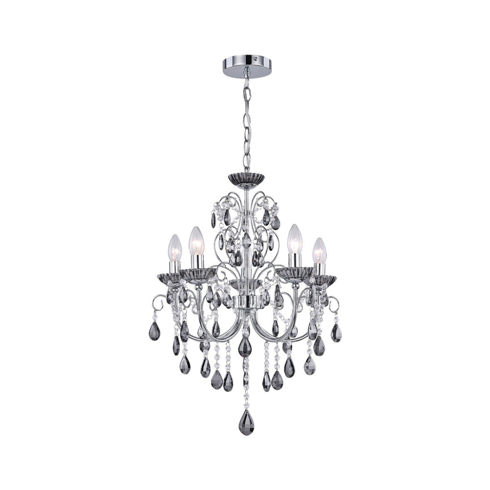 Rovert 5 Light Small Chandelier Chrome & Smoke