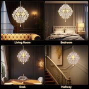 Baroque 3 Light Large Chandelier Chrome & Clear