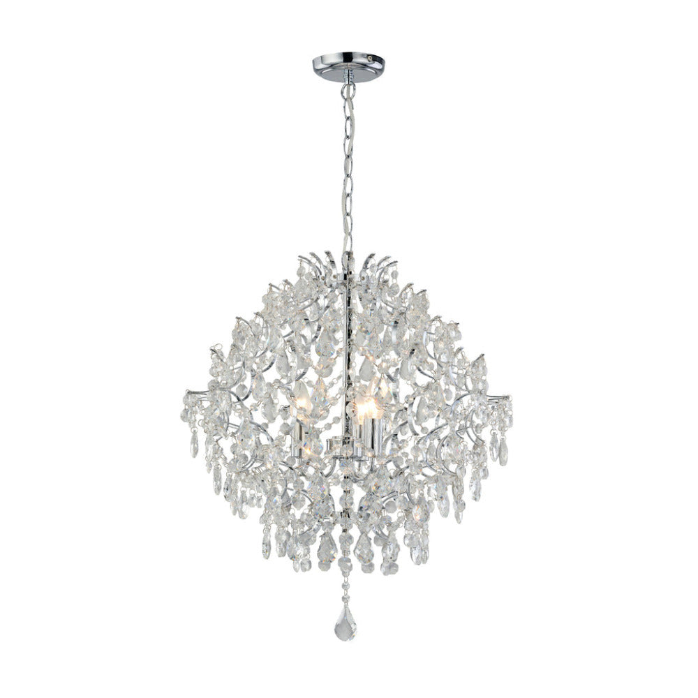 Baroque 3 Light Large Chandelier Chrome & Clear