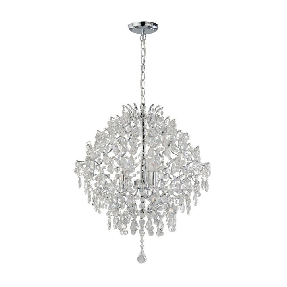 Baroque 3 Light Large Chandelier Chrome & Clear