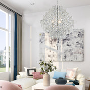 Baroque 3 Light Large Chandelier Chrome & Clear