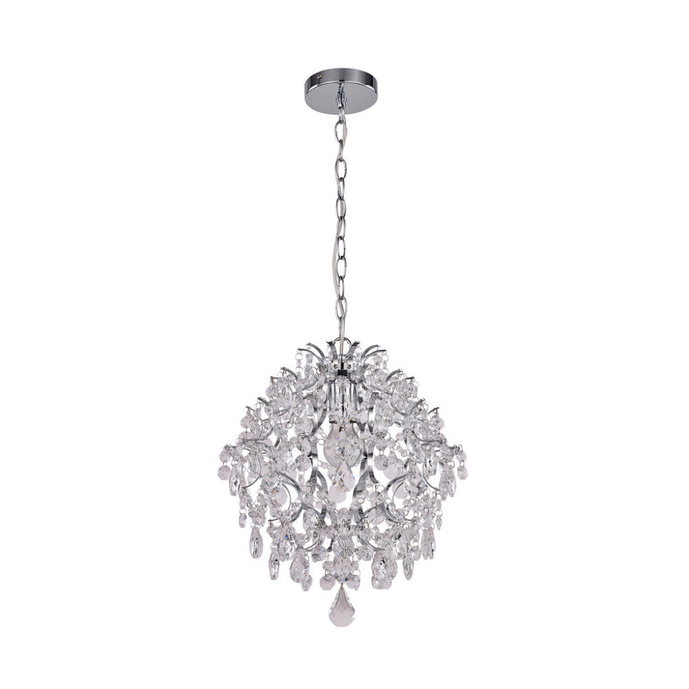 Baroque 1 Light Small Chandelier Chrome & Clear