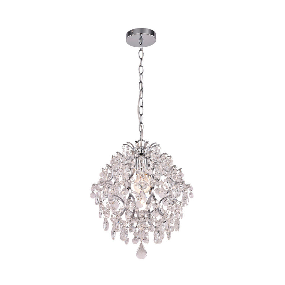 Baroque 1 Light Small Chandelier Chrome & Clear