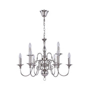 Ganeed Rustic 9 Light Large Chandelier Polished Nickel