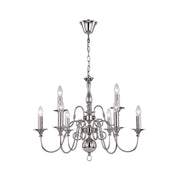 Ganeed Rustic 9 Light Large Chandelier Polished Nickel