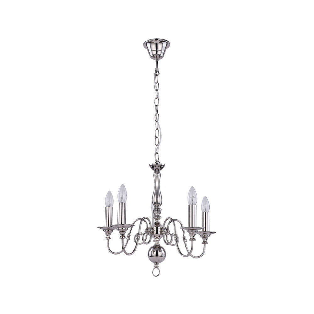 Ganeed Rustic 5 Light Small Chandelier Polished Nickel