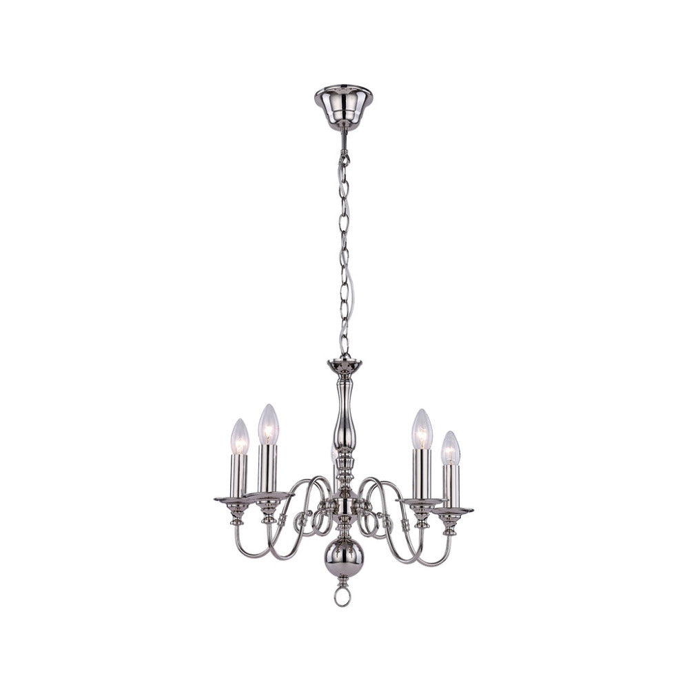 Ganeed Rustic 5 Light Small Chandelier Polished Nickel