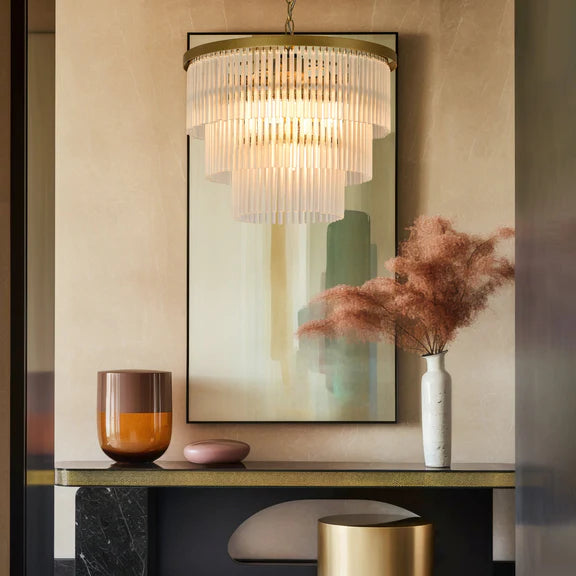 Greer 4 Light Chandelier Gold & Frosted Glass