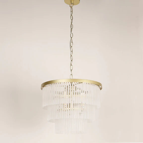 Greer 4 Light Chandelier Gold & Frosted Glass