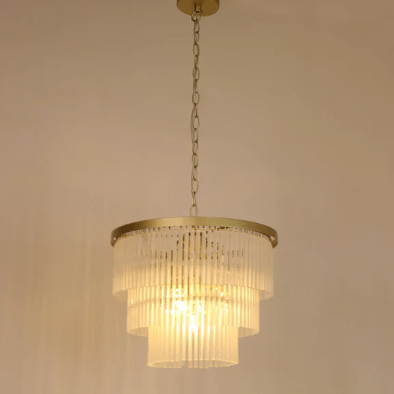 Greer 4 Light Chandelier Gold & Frosted Glass