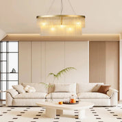 Greer 5 Light Chandelier Gold & Frosted Glass