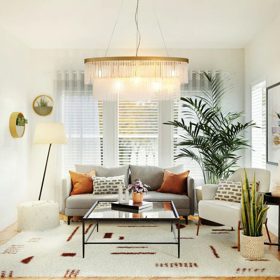 Greer 5 Light Chandelier Gold & Frosted Glass