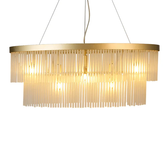 Greer 5 Light Chandelier Gold & Frosted Glass