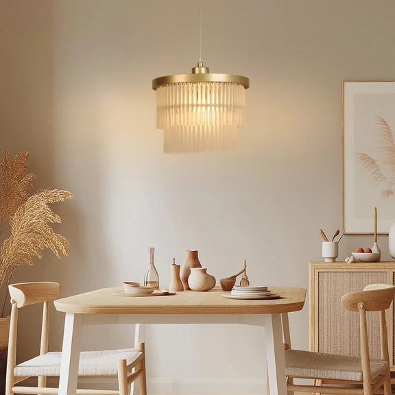 Greer Chandelier Gold & Frosted Glass