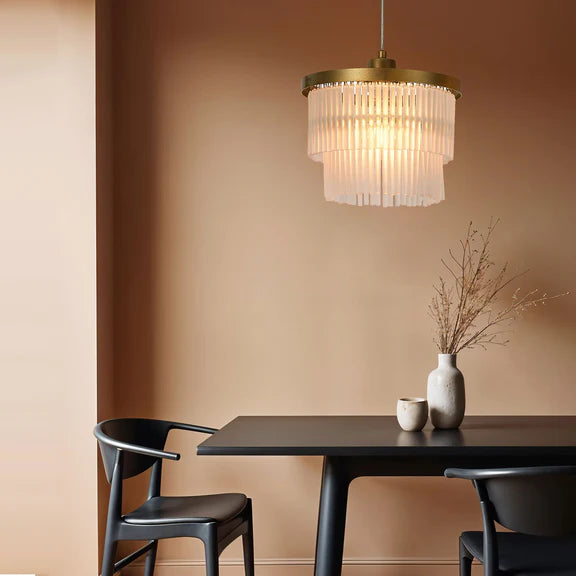 Greer Chandelier Gold & Frosted Glass