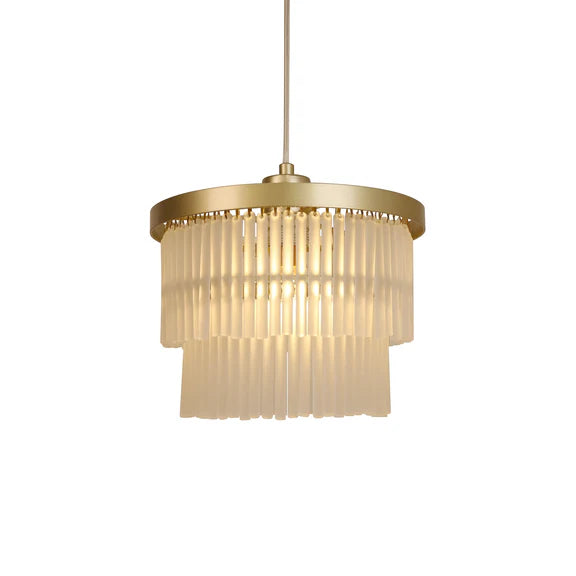 Greer Chandelier Gold & Frosted Glass
