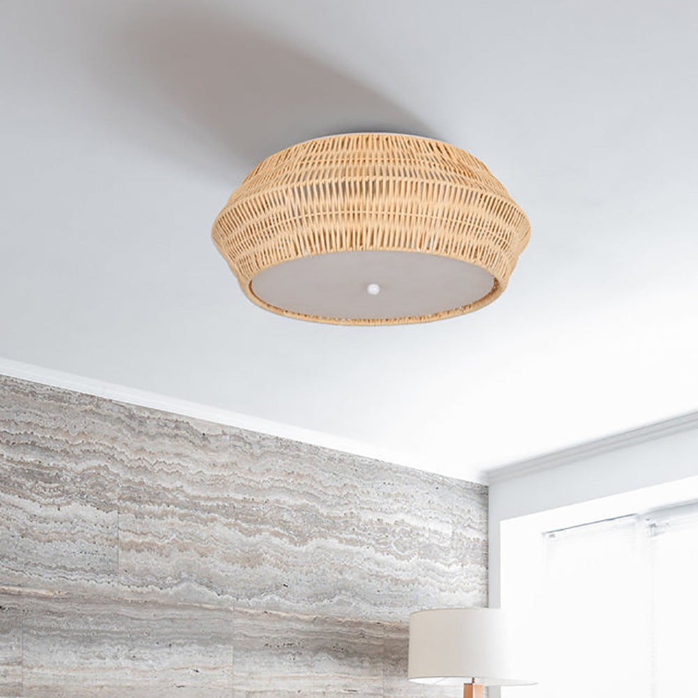 Kiri Flush Mount Light Natural Rattan