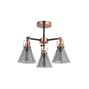 Conea Semi Flush Mount Light Antique Copper & Smoky