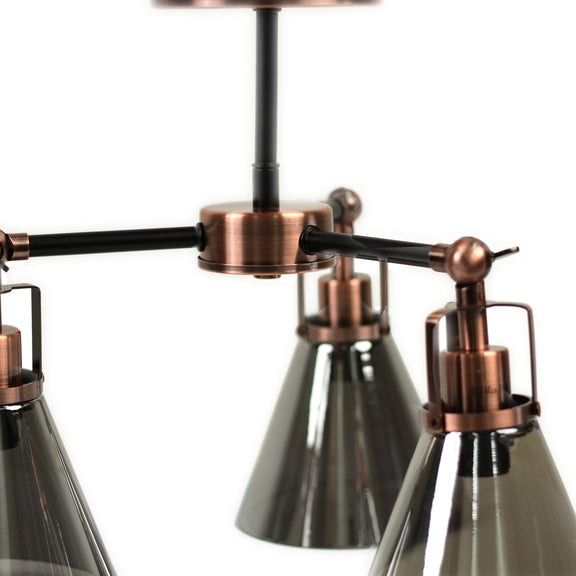 Conea Semi Flush Mount Light Antique Copper & Smoky