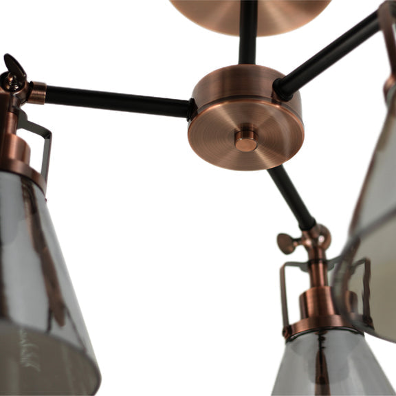Conea Semi Flush Mount Light Antique Copper & Smoky
