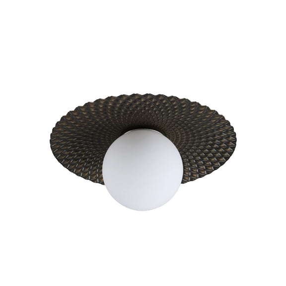 Orbis Flush Mount Light Brushed Gold with Black & Opal
