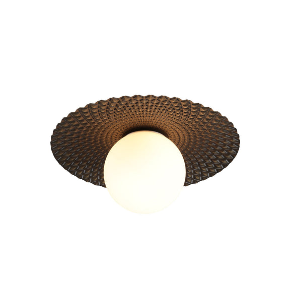 Orbis Flush Mount Light Brushed Gold with Black & Opal