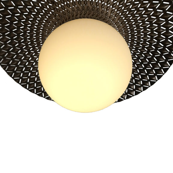 Orbis Flush Mount Light Brushed Gold with Black & Opal