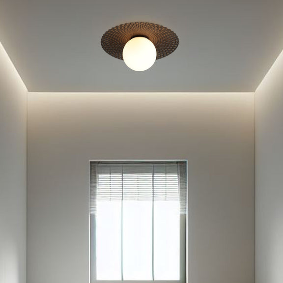Orbis Flush Mount Light Brushed Gold with Black & Opal
