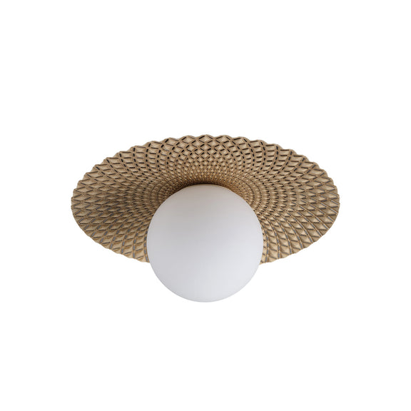 Orbis Flush Mount Light Brushed Yellow with Black & Opal
