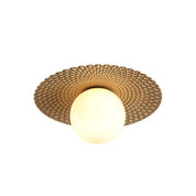 Orbis Flush Mount Light Brushed Yellow with Black & Opal