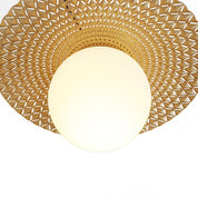 Orbis Flush Mount Light Brushed Yellow with Black & Opal