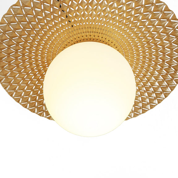 Orbis Flush Mount Light Brushed Yellow with Black & Opal