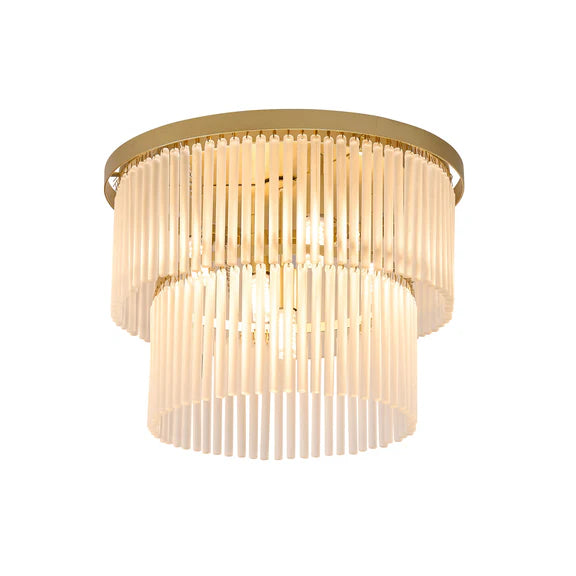 Greer Flush Mount Light Gold & Frosted Glass