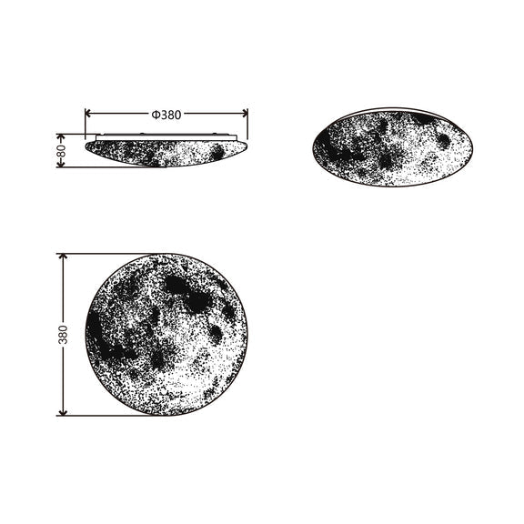 Luna Moon Small LED Flush Mount Light 24W Tri Colour White & Grey
