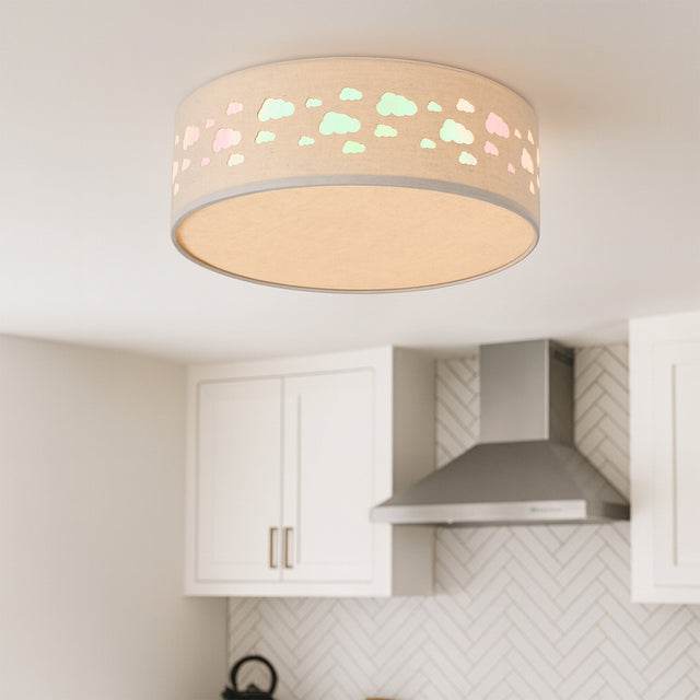 Kiki Cloud Pattern LED Flush Mount Light 15.5W White & Linen