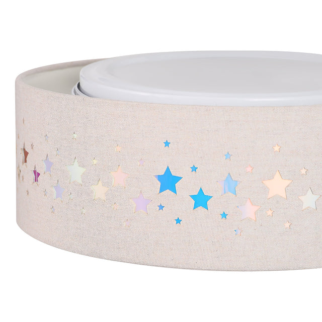 Kiki Star Pattern LED Flush Mount Light 15.5W White & Linen