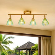 Coraline Linear Semi Flush Mount Light Brass & Multicolour