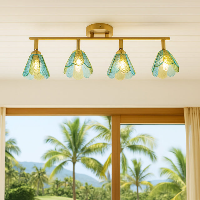 Coraline Linear Semi Flush Mount Light Brass & Multicolour