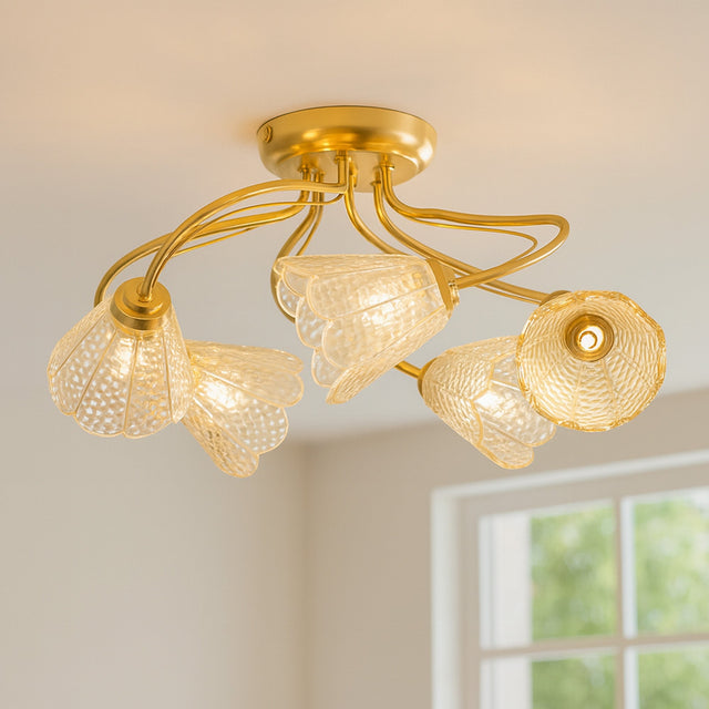 Coraline Semi Flush Mount Light Brass & Champagne